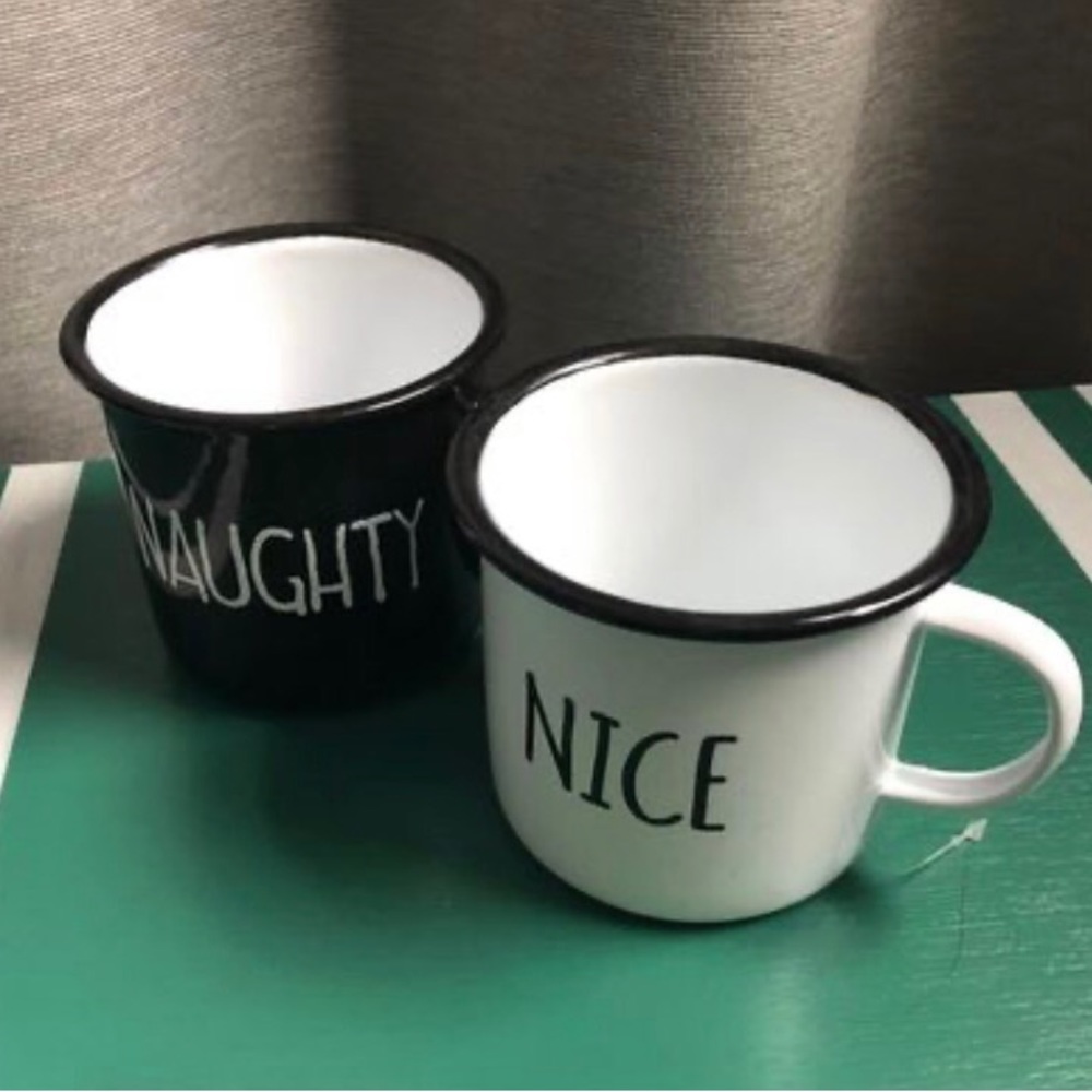 Naughty and Nice Enamel Mugs